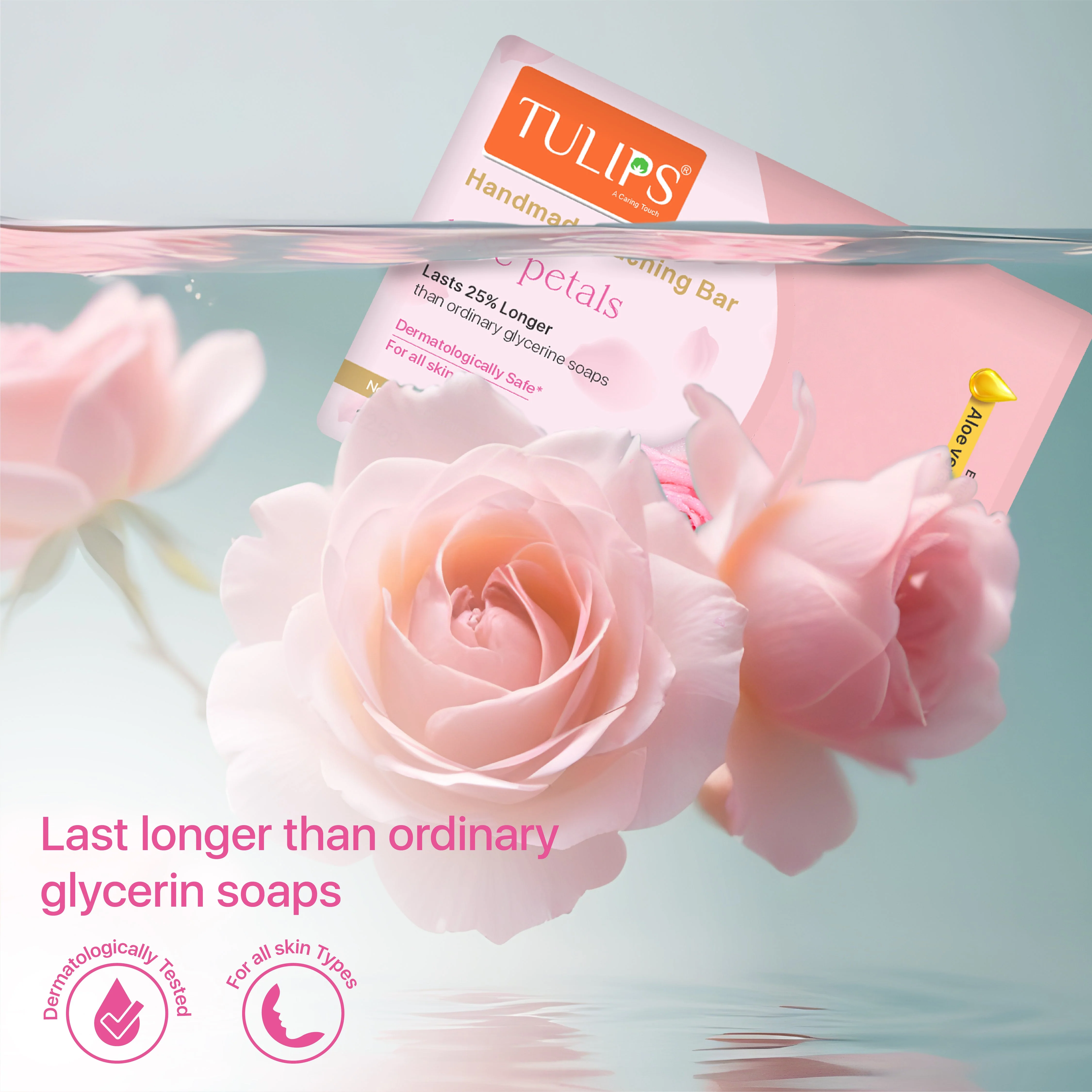 Handmade Bathing Bar - Rose Petal (125g) - Image 2