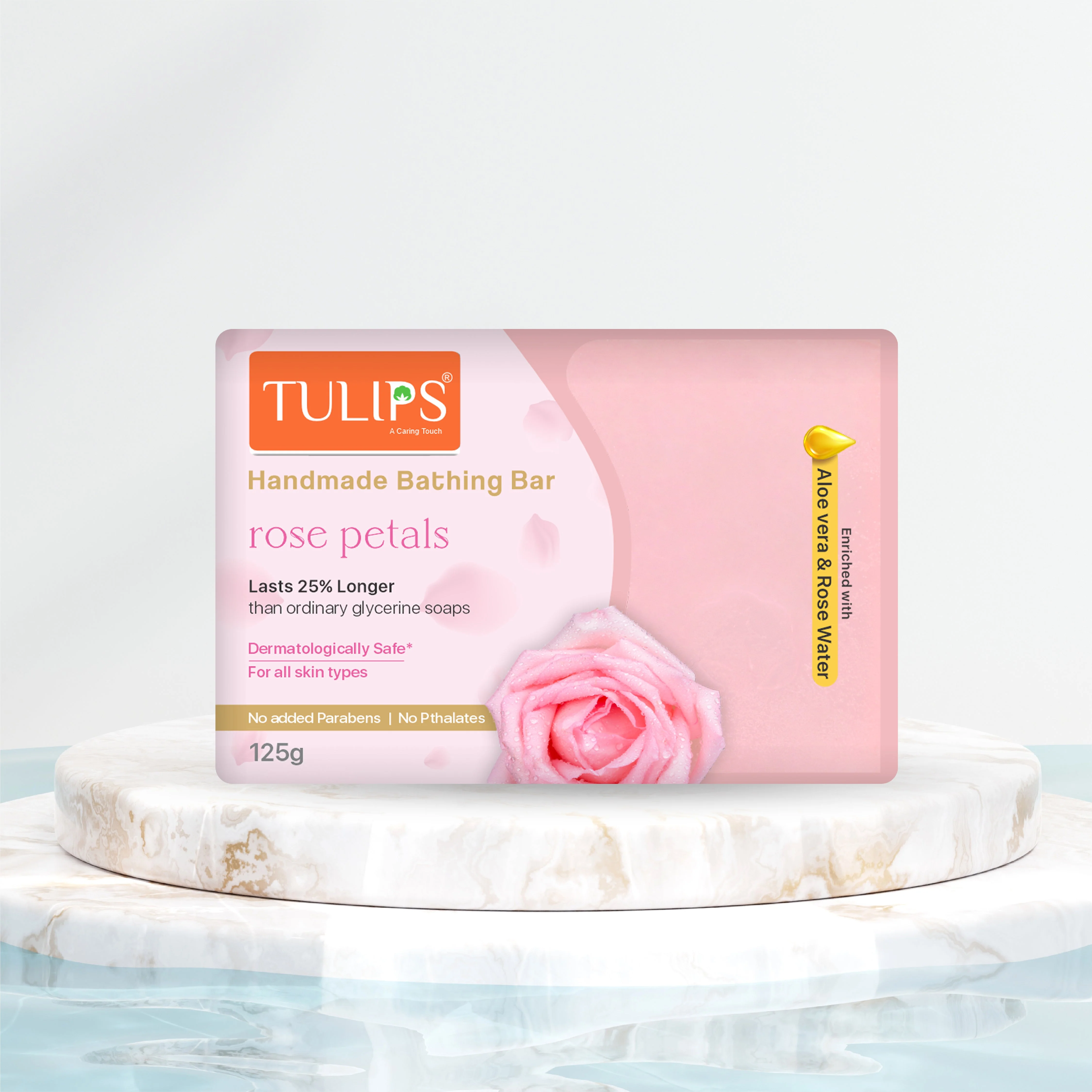Handmade Bathing Bar - Rose Petal (125g) - Image 3