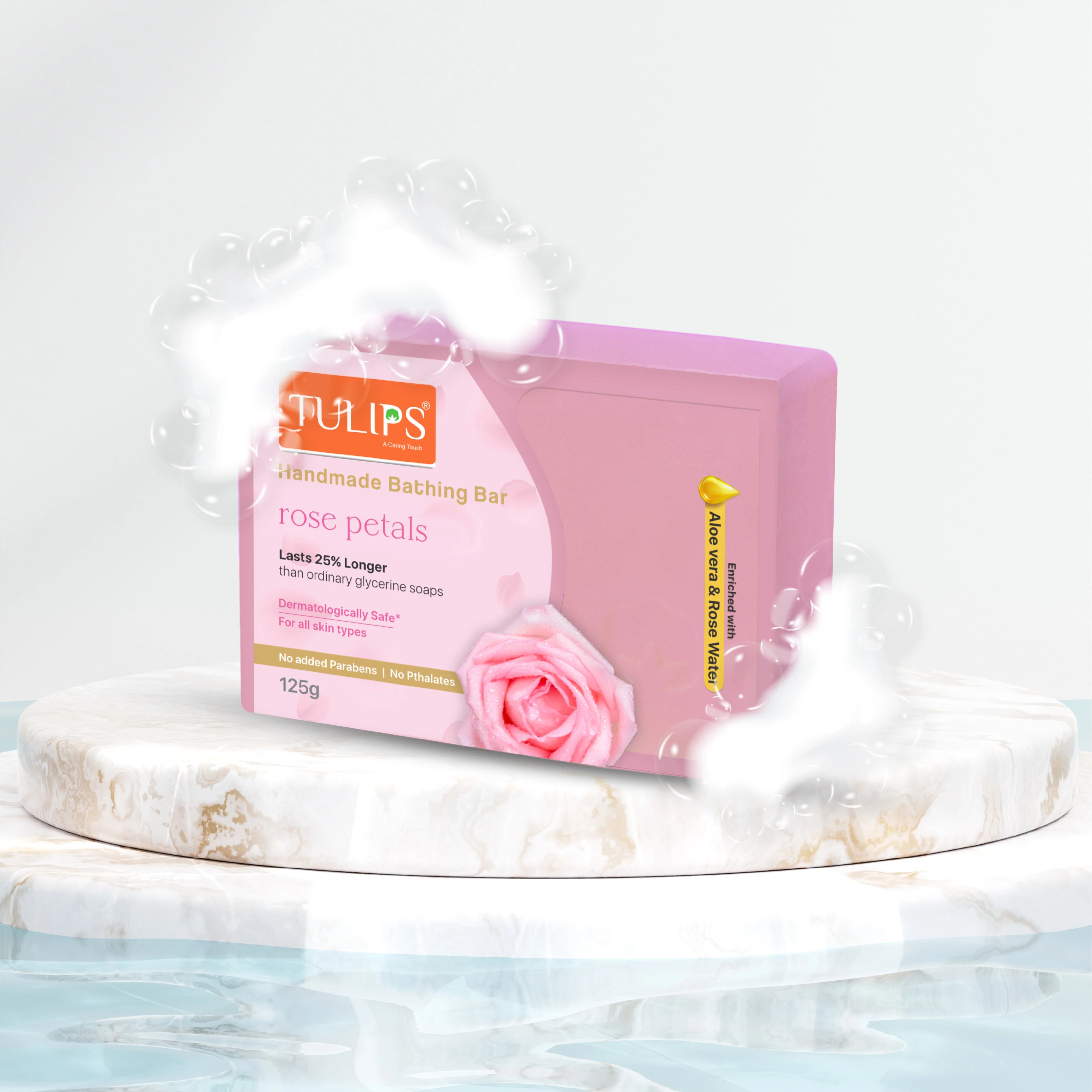 Handmade Bathing Bar - Rose Petal (125g) - Image 5