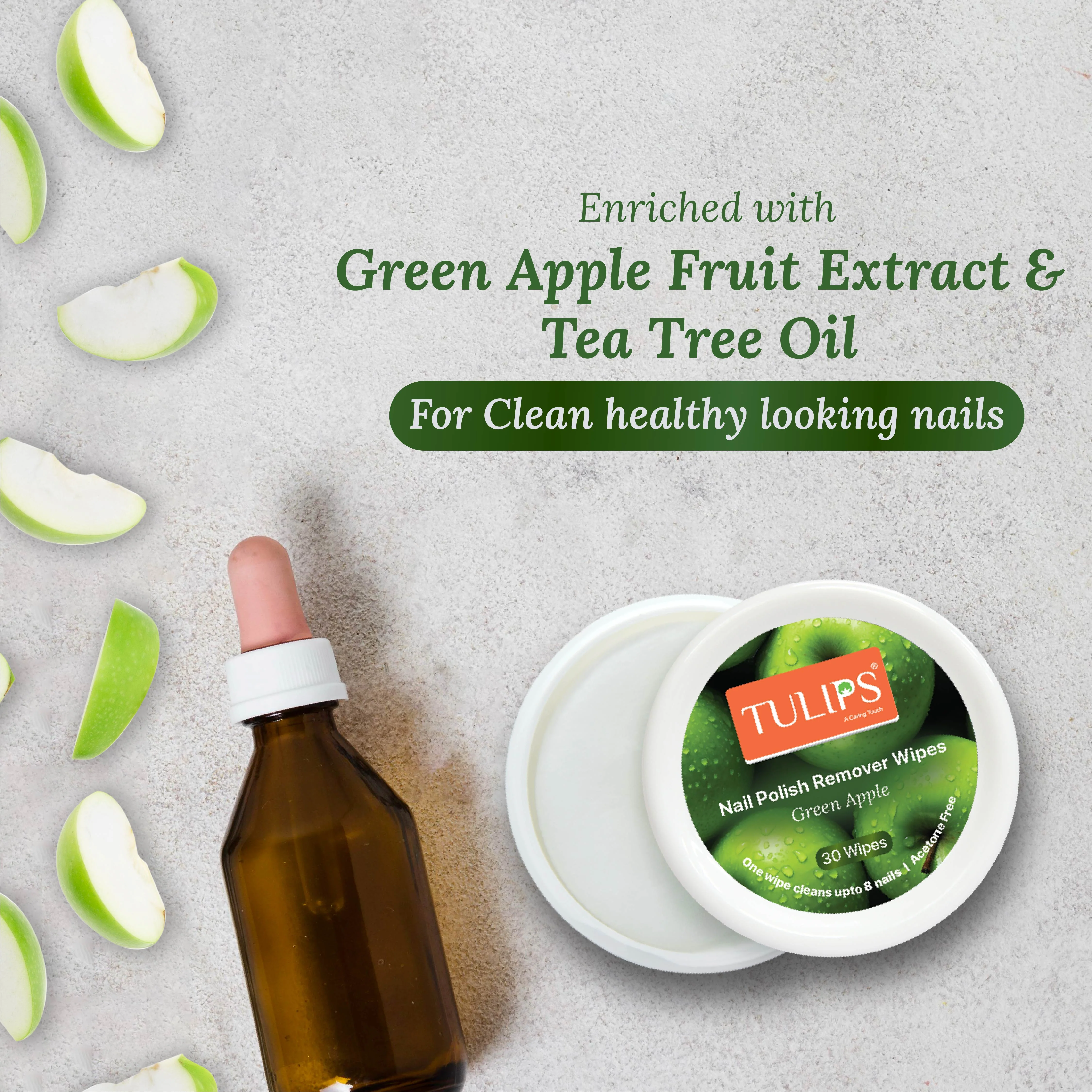 Nail Polish Remover 30 Wipes – Green Apple - Image 2