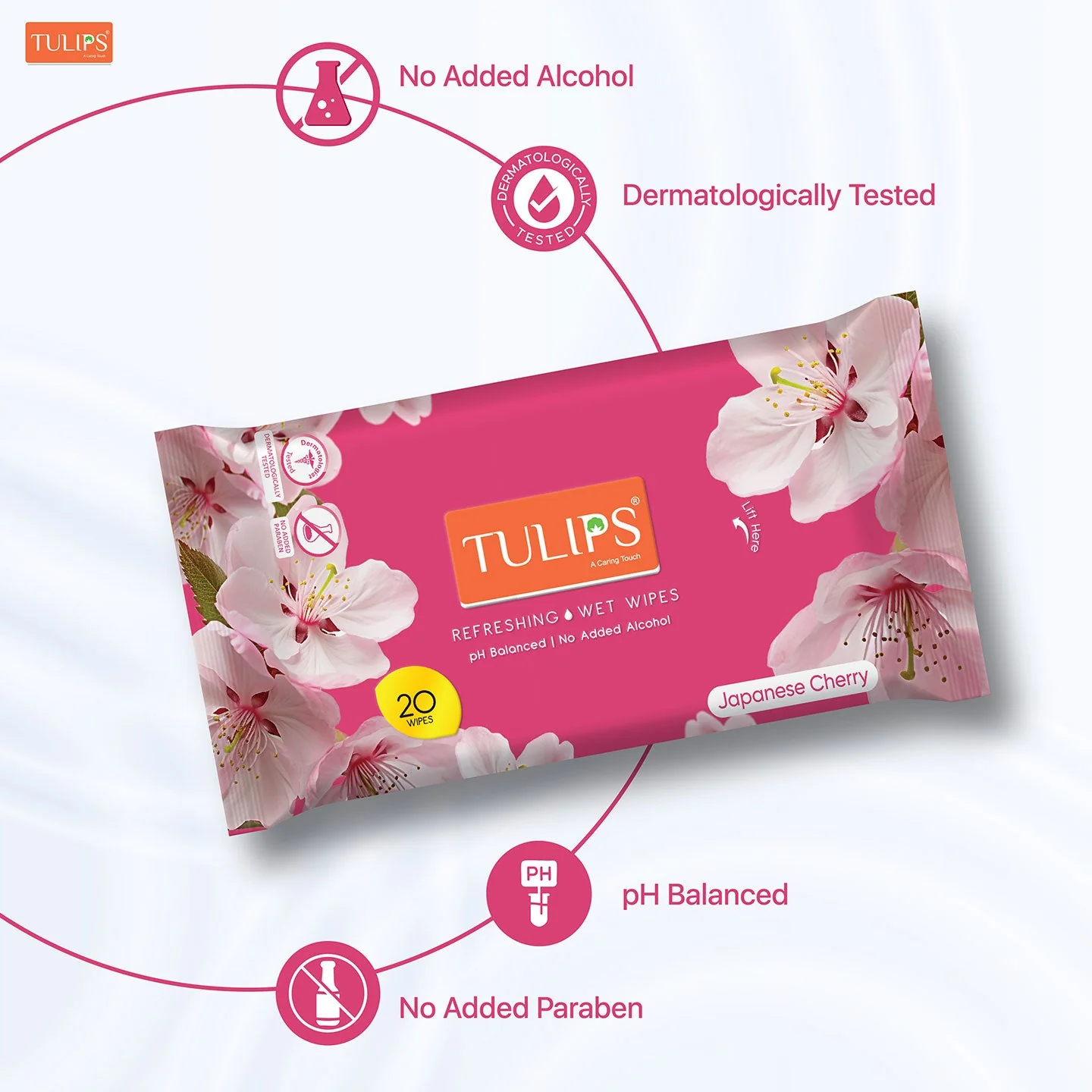 Japanese Cherry (20 Wipes in a Resealable Pack) Refreshing Wet Wipes - Image 3