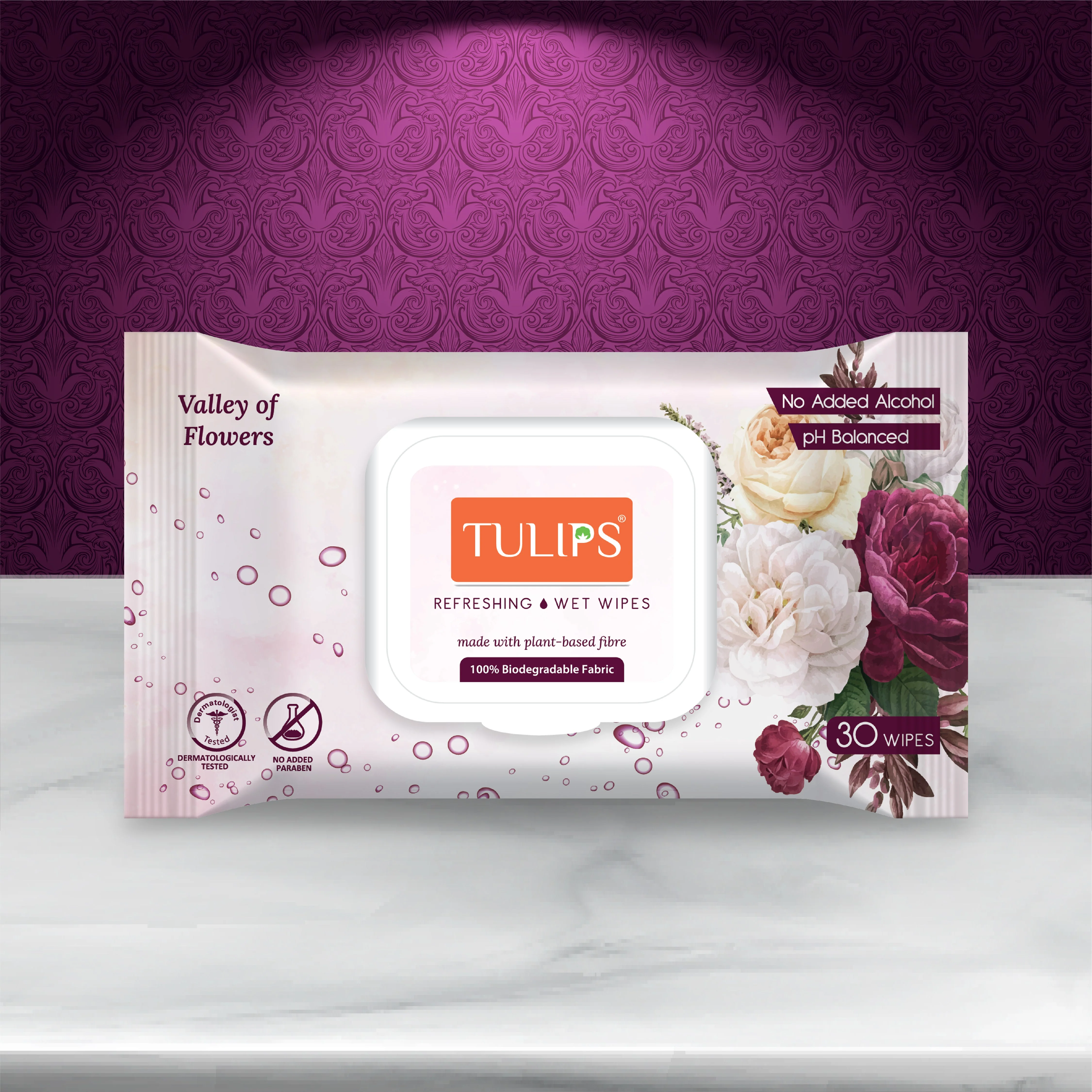 Valley of Flowers (30 Wipes in a LID Pack) Refreshing Wet Wipes - Image 4