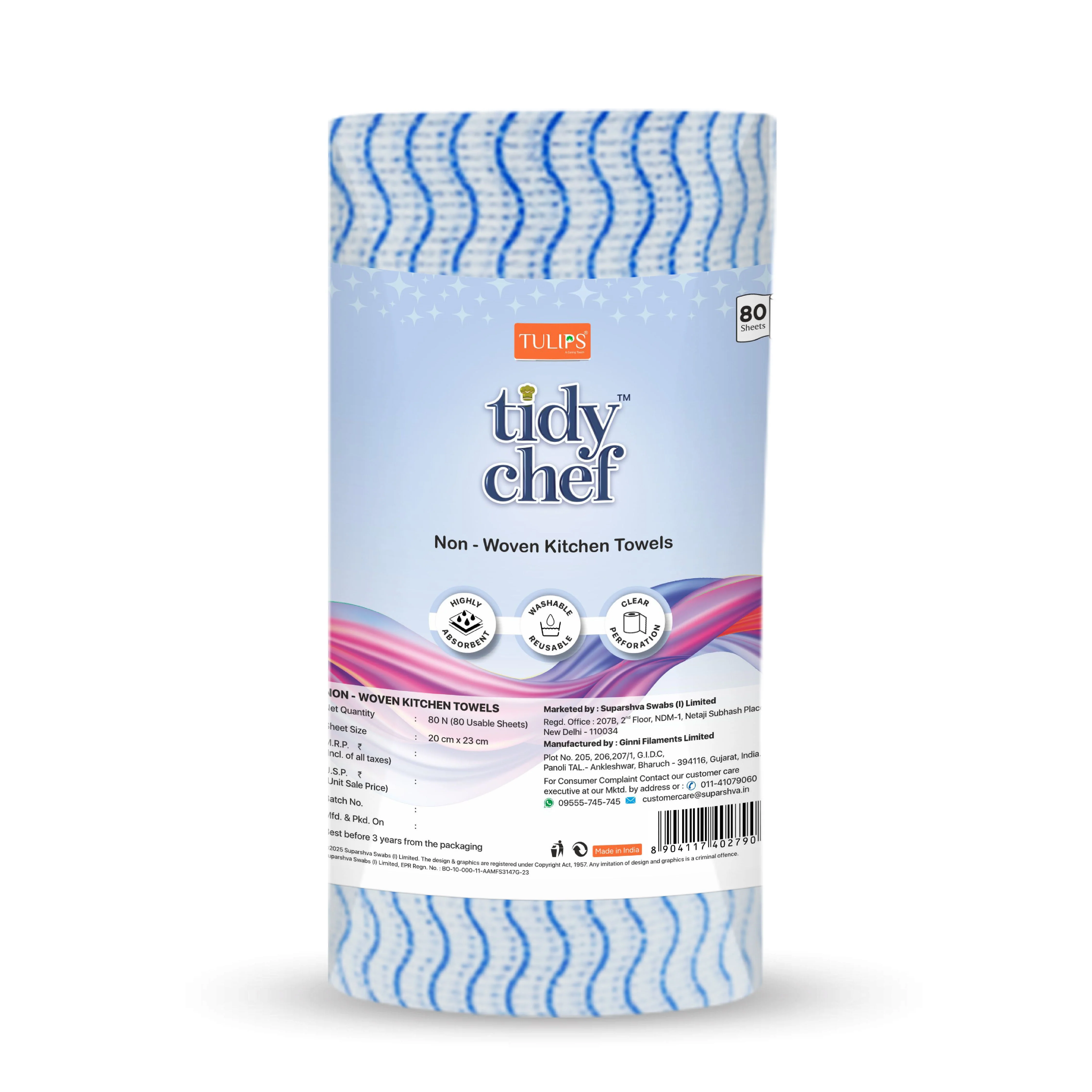 Tidy Chef Non- Woven Kitchen Towels/Roll (80 Pulls, 2 ply) - Image 4