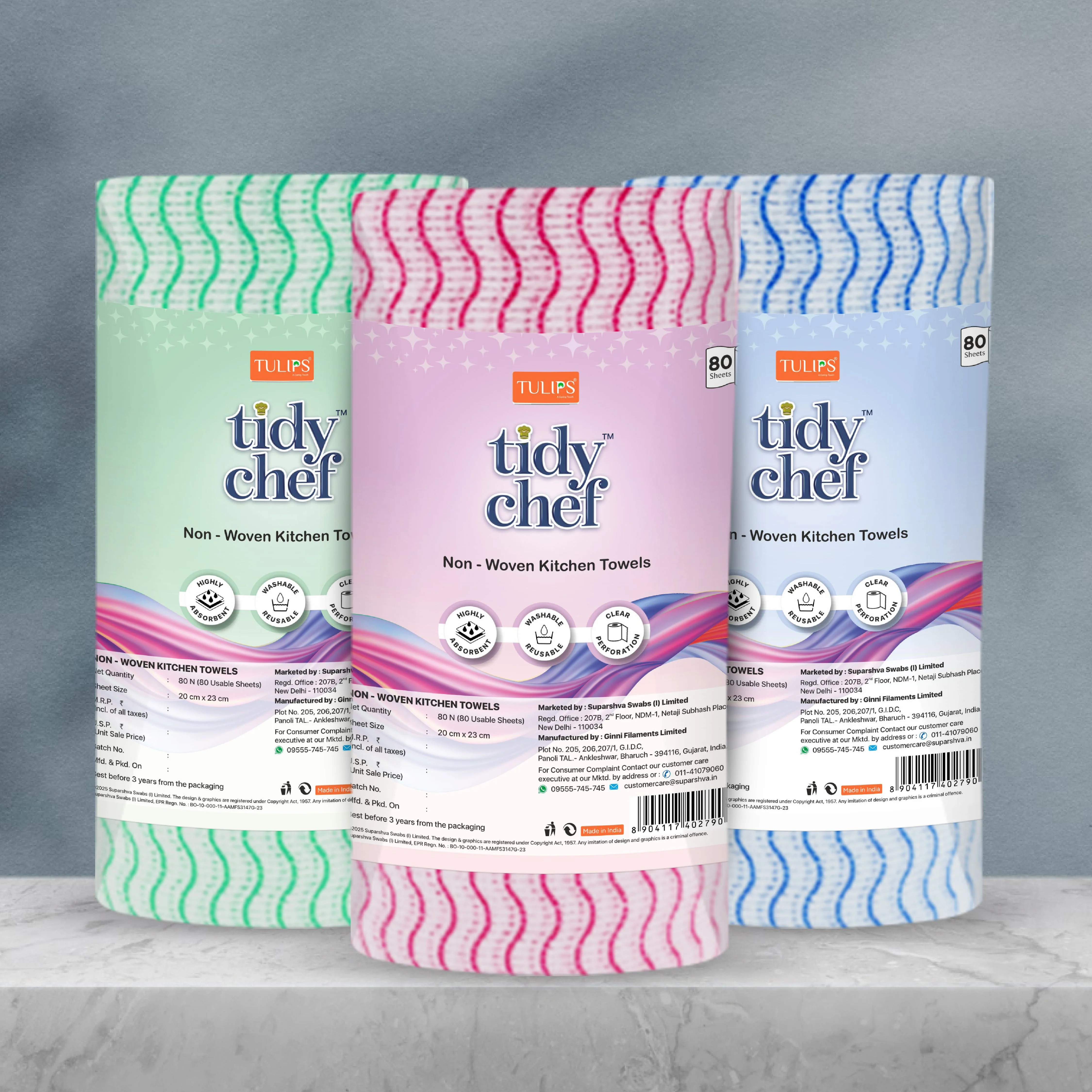 Tidy Chef Non- Woven Kitchen Towels/Roll (80 Pulls, 2 ply) - Image 5