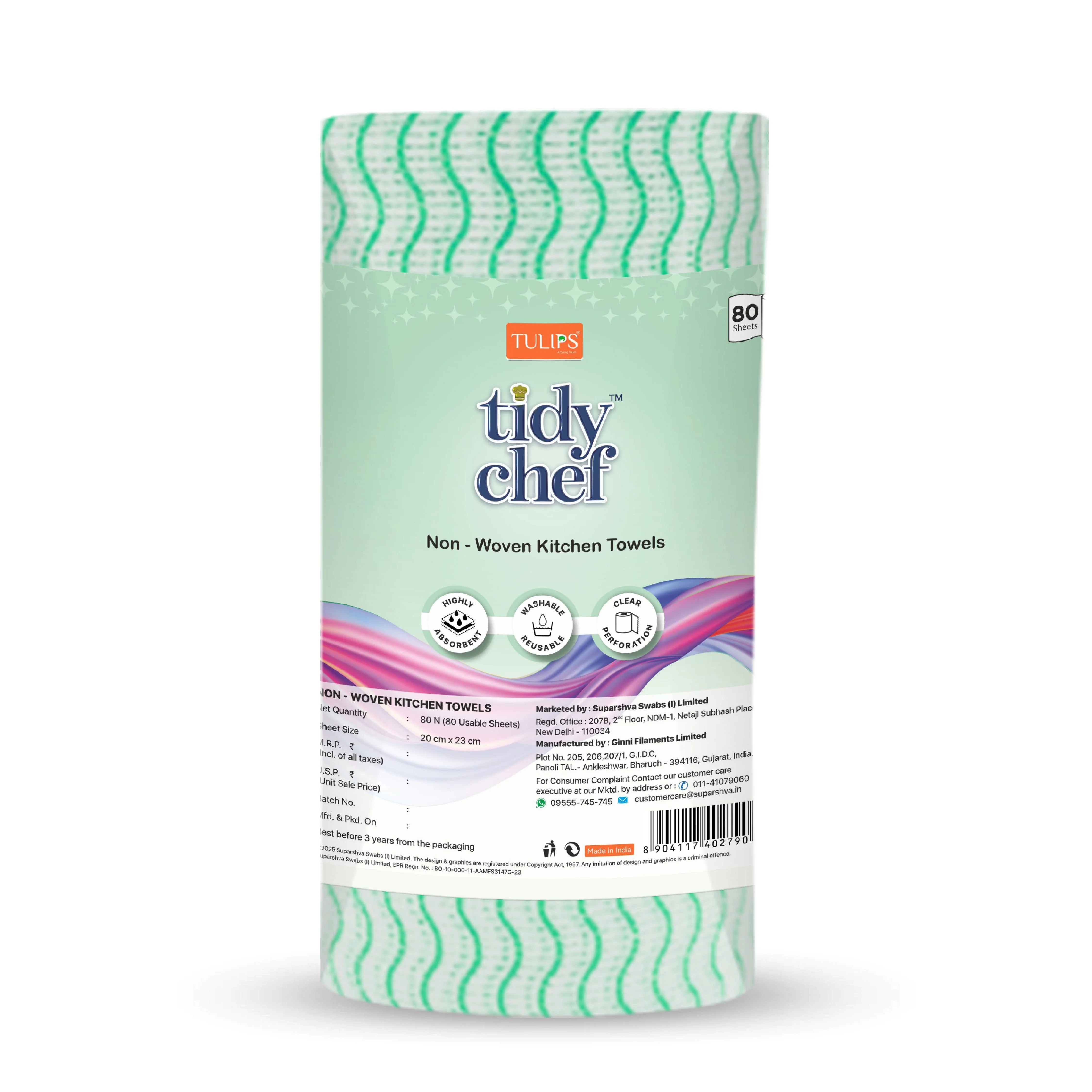 Tidy Chef Non- Woven Kitchen Towels/Roll (80 Pulls, 2 ply) - Image 6