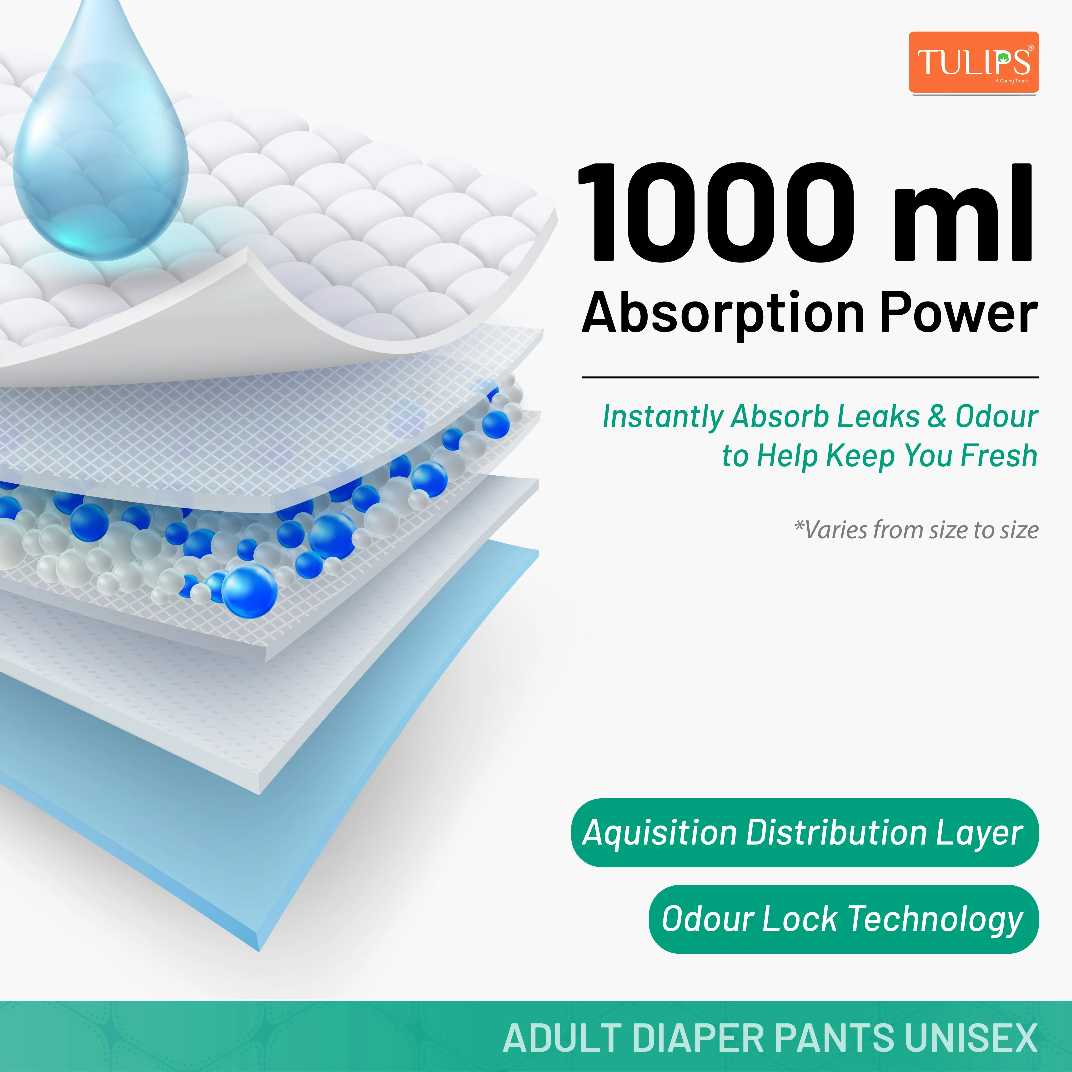 TULIPS Adult Diaper Pants - Size L | Leak Protection from Urinary Incontinence - Image 5