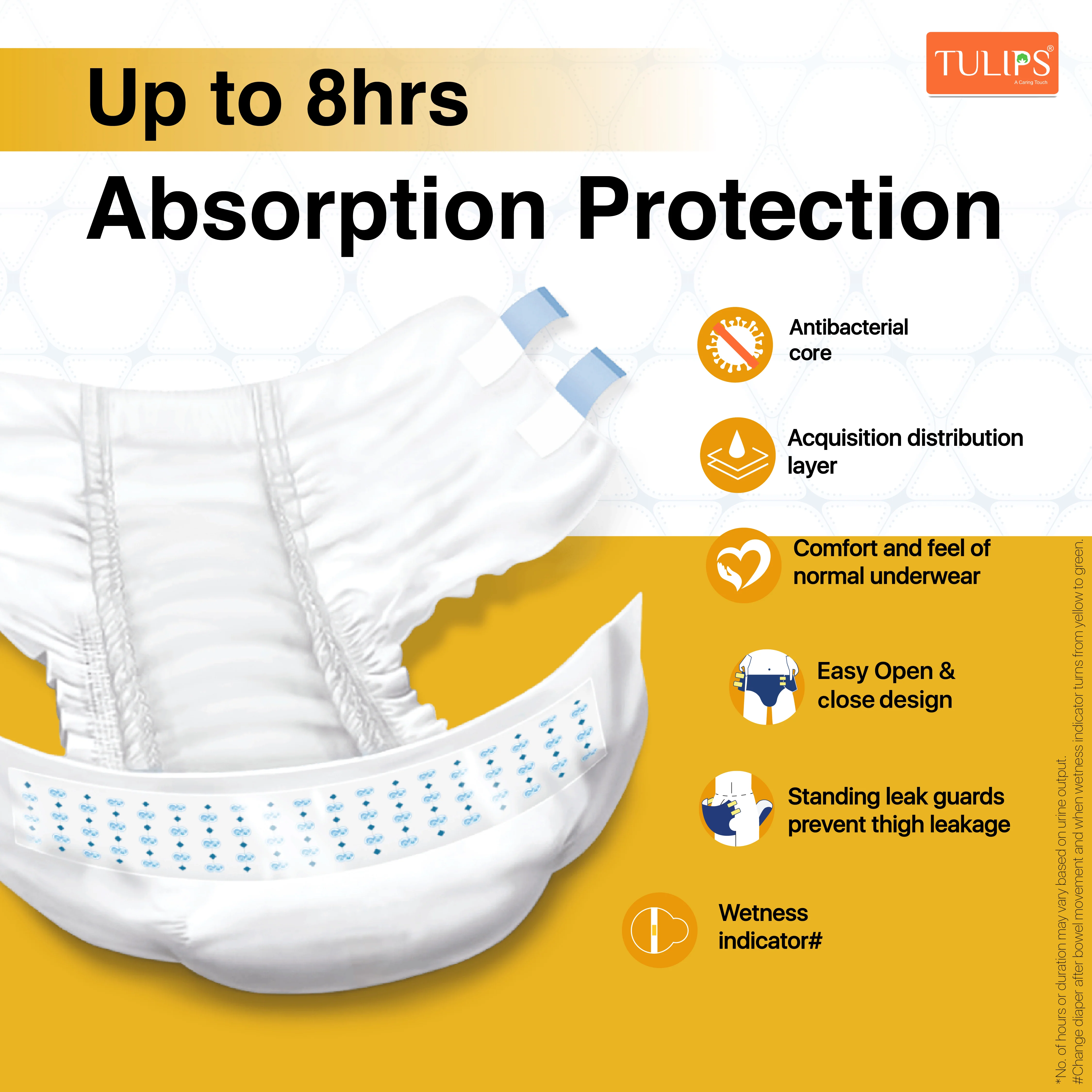 TULIPS Adult Diaper Tape Style - Protection from Urinary Incontinence (Extra Large) - Image 4
