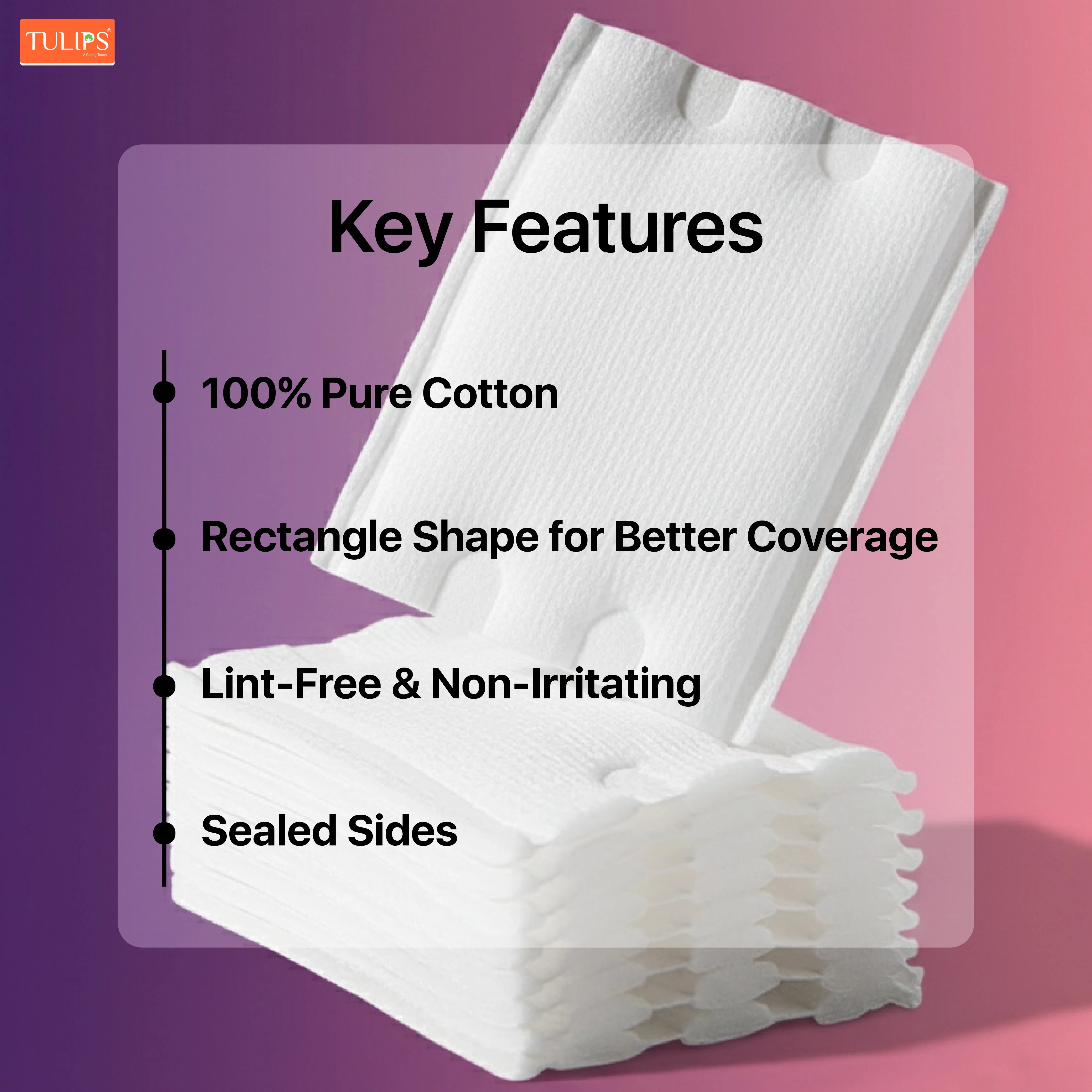 Facial Cotton Pads Rectangle (150 pcs)- 100% Pure Soft Cotton, Lint-Free - Image 3