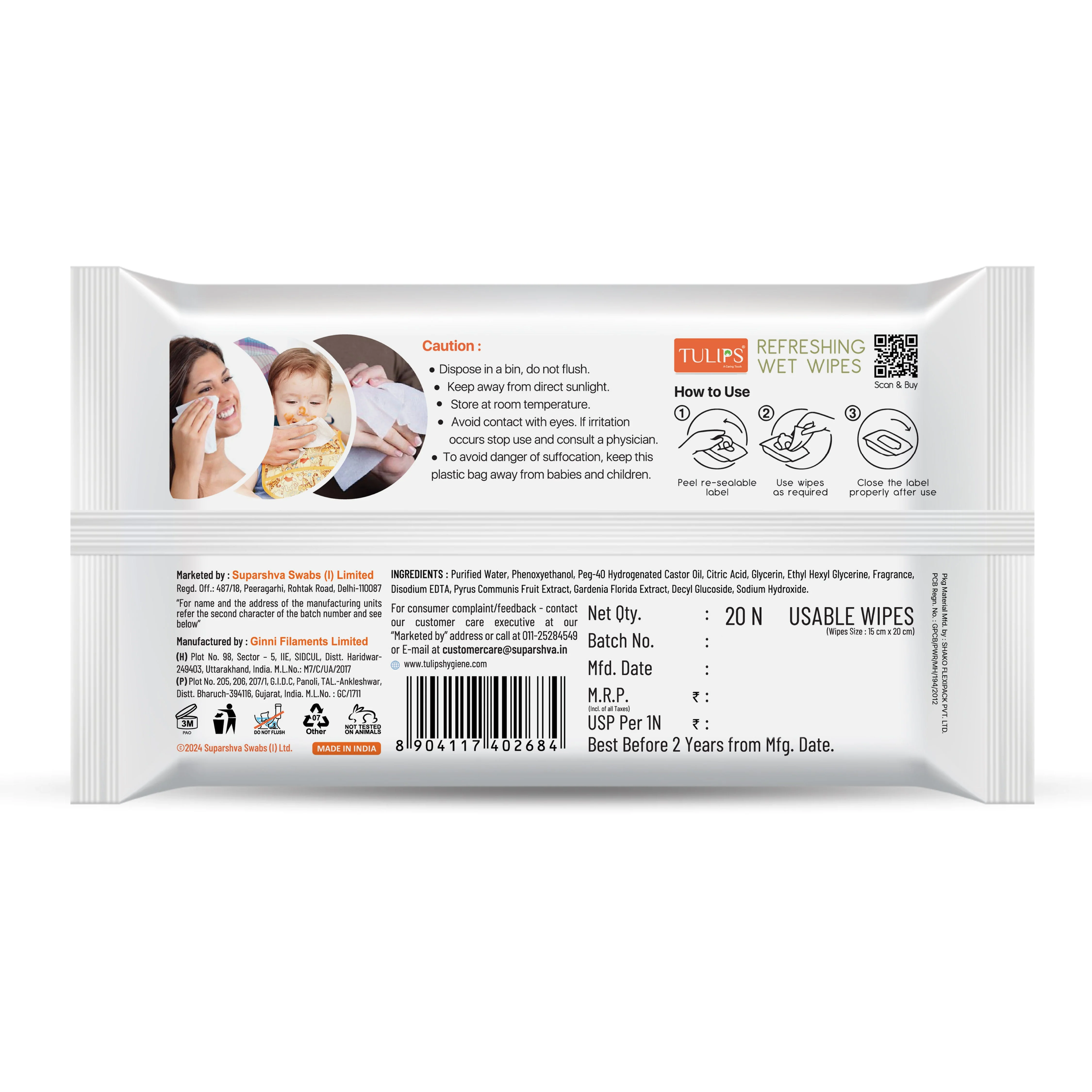 Pear & Gardenia (20 N) Refreshing Wet Wipes - Image 7